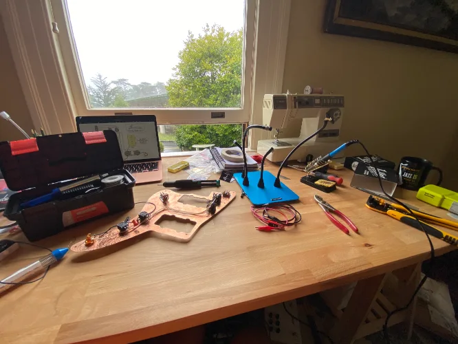 My temporary soldering workspace